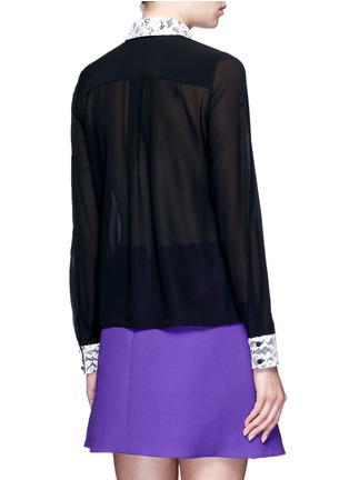Back View - Click To Enlarge - ALICE & OLIVIA - 'Willa' sequin flower brooch lace collar silk shirt