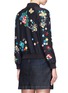 Back View - Click To Enlarge - ALICE & OLIVIA - 'Felisa' floral and butterfly embroidered silk bomber jacket