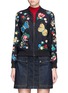 Main View - Click To Enlarge - ALICE & OLIVIA - 'Felisa' floral and butterfly embroidered silk bomber jacket