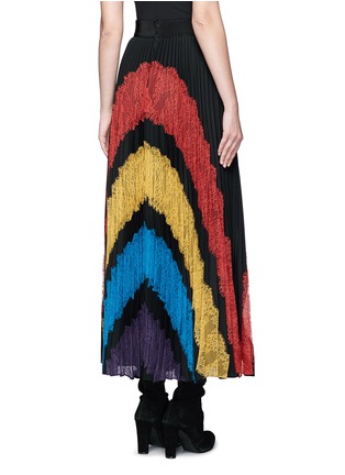 Back View - Click To Enlarge - ALICE & OLIVIA - 'Romona' floral lace insert pleated maxi skirt