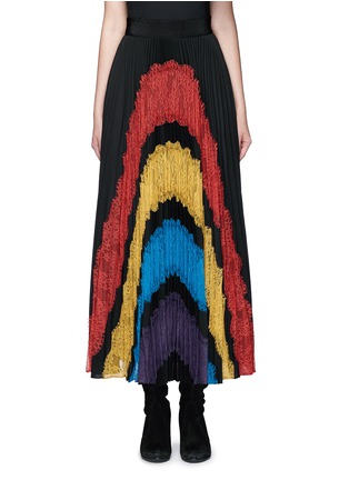 Main View - Click To Enlarge - ALICE & OLIVIA - 'Romona' floral lace insert pleated maxi skirt