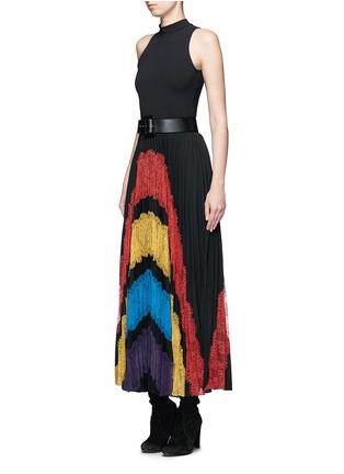 Figure View - Click To Enlarge - ALICE & OLIVIA - 'Romona' floral lace insert pleated maxi skirt