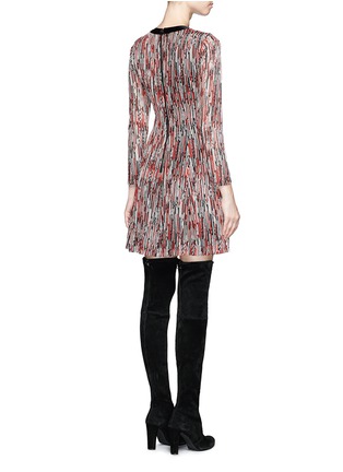 Back View - Click To Enlarge - ALICE & OLIVIA - 'Gwyneth' satin tie neck interwoven knit dress