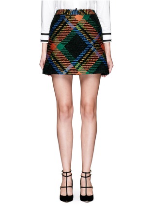 Main View - Click To Enlarge - ALICE & OLIVIA - 'Jessa' wool-mohair plaid A-line skirt