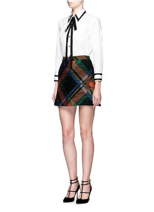 Figure View - Click To Enlarge - ALICE & OLIVIA - 'Jessa' wool-mohair plaid A-line skirt