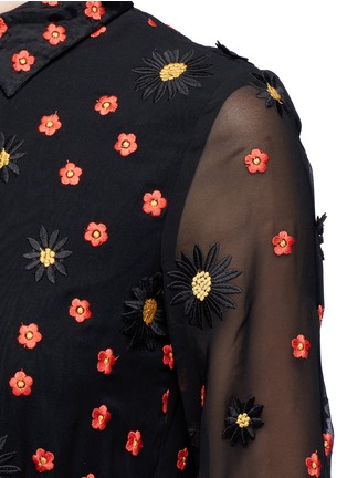 Detail View - Click To Enlarge - ALICE & OLIVIA - 'Enid' floral embroidered chiffon shirt dress