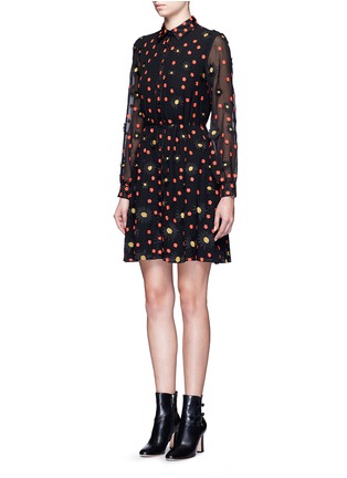 Front View - Click To Enlarge - ALICE & OLIVIA - 'Enid' floral embroidered chiffon shirt dress