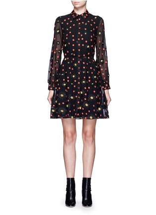 Main View - Click To Enlarge - ALICE & OLIVIA - 'Enid' floral embroidered chiffon shirt dress