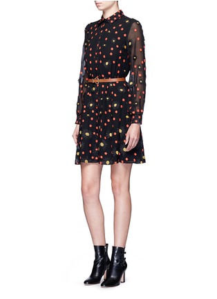 Figure View - Click To Enlarge - ALICE & OLIVIA - 'Enid' floral embroidered chiffon shirt dress