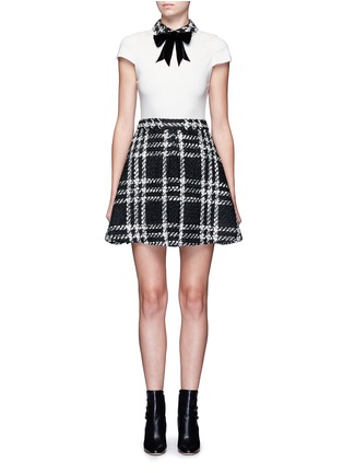 Main View - Click To Enlarge - ALICE & OLIVIA - 'Gail' bow collar check tweed dress