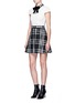 Figure View - Click To Enlarge - ALICE & OLIVIA - 'Gail' bow collar check tweed dress
