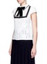 Front View - Click To Enlarge - ALICE & OLIVIA - 'Vanetta' velvet bow pintuck bib lace shirt