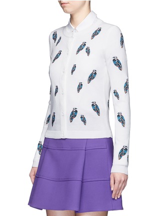 Front View - Click To Enlarge - ALICE & OLIVIA - 'Serena' owl patch wool cardigan