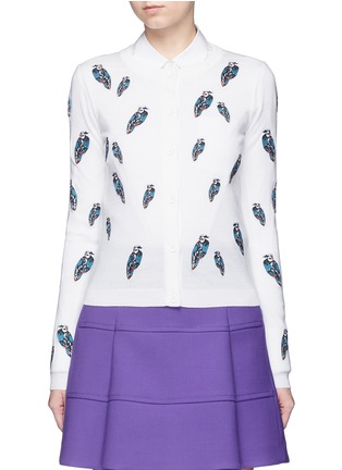 Main View - Click To Enlarge - ALICE & OLIVIA - 'Serena' owl patch wool cardigan