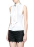 Front View - Click To Enlarge - ALICE & OLIVIA - 'Glynda' satin bow high neck tank top