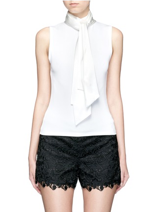 Main View - Click To Enlarge - ALICE & OLIVIA - 'Glynda' satin bow high neck tank top