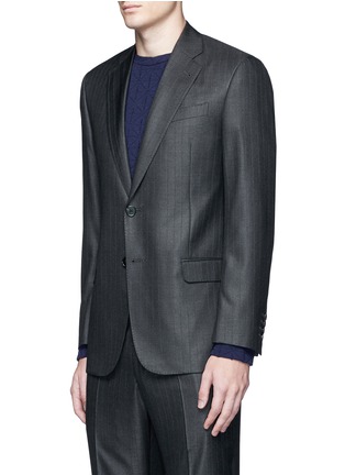 Front View - Click To Enlarge - ARMANI COLLEZIONI - 'G-line' stripe wool-silk suit