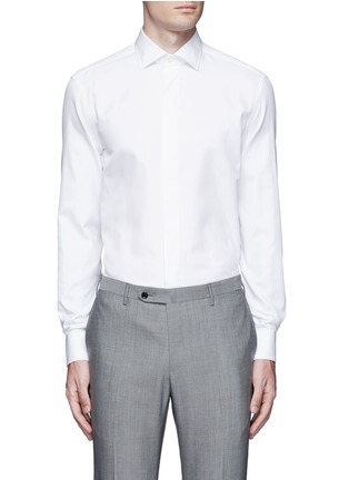 Main View - Click To Enlarge - ARMANI COLLEZIONI - Slim fit cotton-silk tuxedo shirt