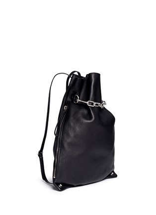 Front View - Click To Enlarge - ALEXANDER WANG - 'Attica' chain leather gymsack backpack