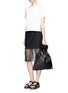 Figure View - Click To Enlarge - ALEXANDER WANG - 'Attica' chain leather gymsack backpack