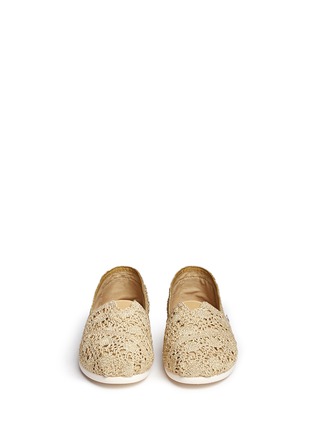 Front View - Click To Enlarge - 90294 - Classic metallic crochet slip-ons