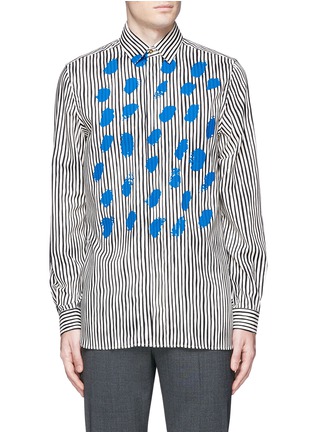 Main View - Click To Enlarge - PAUL SMITH - Paint print stripe cotton-modal-cashmere shirt