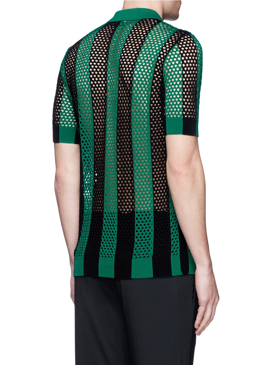 PAUL SMITH Stripe Open Knit Polo Shirt