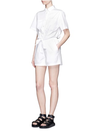 Figure View - Click To Enlarge - T BY ALEXANDER WANG - Cotton poplin tie front rompers