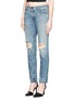 Front View - Click To Enlarge - T BY ALEXANDER WANG - 'Wang 002' destroyed relax fit jeans