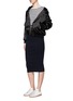 Figure View - Click To Enlarge - T BY ALEXANDER WANG - Contrast rib knit midi skirt