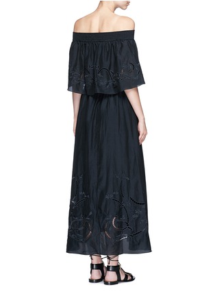 Back View - Click To Enlarge - TIBI - 'Carmen' embroidery cotton-silk off-shoulder maxi dress