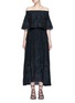 Main View - Click To Enlarge - TIBI - 'Carmen' embroidery cotton-silk off-shoulder maxi dress