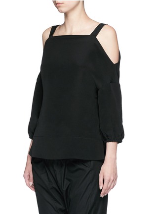 Front View - Click To Enlarge - TIBI - Cold shoulder silk morocain tunic