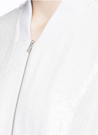 Detail View - Click To Enlarge - TIBI - All over sequin silk drawstring bomber jacket