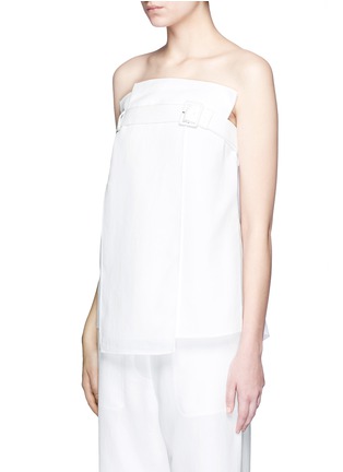 Front View - Click To Enlarge - TIBI - Belted drape strapless trench top