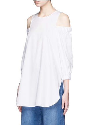 Front View - Click To Enlarge - TIBI - Cold shoulder poplin tunic