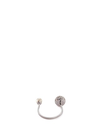 Figure View - Click To Enlarge - DELFINA DELETTREZ - 'Pearl and Sphere Piercing' diamond 18k white gold ring