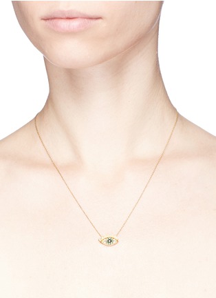 Detail View - Click To Enlarge - DELFINA DELETTREZ - 'Eyes on Me' diamond 18k yellow gold necklace