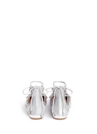 Back View - Click To Enlarge - AQUAZZURA - 'Christy' crystal fringe metallic suede lace-up flats