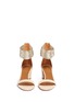 Front View - Click To Enlarge - AQUAZZURA - 'Spin Me Around' metalllic anklet suede sandals