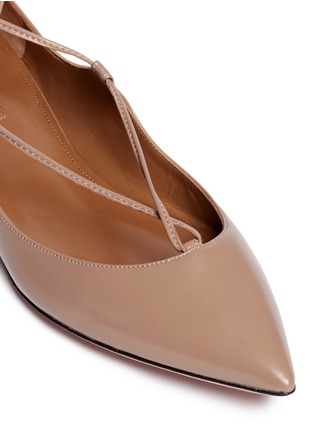 Detail View - Click To Enlarge - AQUAZZURA - 'Christy' lace-up calfskin leather flats