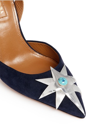 Detail View - Click To Enlarge - AQUAZZURA - x Poppy Delevingne 'Midnight' star suede d'Orsay pumps