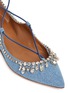 Detail View - Click To Enlarge - AQUAZZURA - 'Christy' strass lace-up denim flats