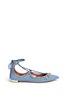 Main View - Click To Enlarge - AQUAZZURA - 'Christy' strass lace-up denim flats