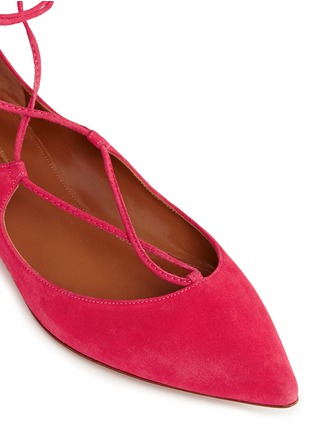 Detail View - Click To Enlarge - AQUAZZURA - 'Christy' lace-up suede flats