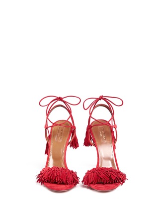Front View - Click To Enlarge - AQUAZZURA - 'Wild Thing' fringe suede sandals