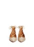 Front View - Click To Enlarge - AQUAZZURA - 'Christy' lace-up metallic glitter flats