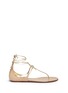 Main View - Click To Enlarge - AQUAZZURA - x Poppy Delevingne 'Midnight' metallic star suede lace-up sandals