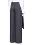 Back View - Click To Enlarge - CÉDRIC CHARLIER - Gathered waist satin wide leg pants