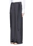Front View - Click To Enlarge - CÉDRIC CHARLIER - Gathered waist satin wide leg pants